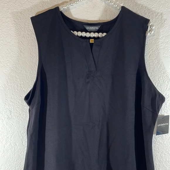 LIZ CLAIBORNE CAREER Sleeveless Black Blouse with Gold Hardware Size 2XL NEW - Picture 2 of 8
